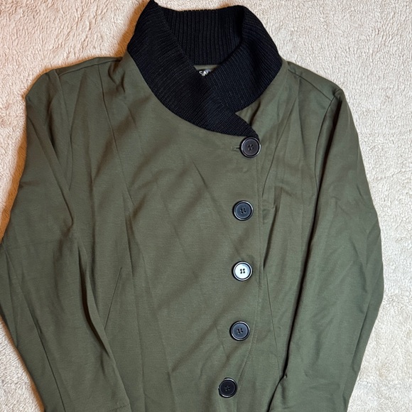 VENUS Olive Jacket with Black Trim Stretch sz 8 - Picture 4 of 13